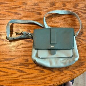 Fossil Two-Tone Teal Crossbody Bag